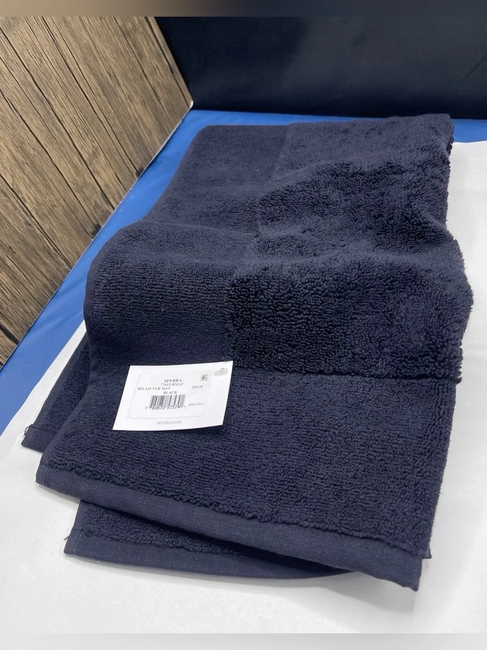 SFERRA Bello Black Bath Tub Mat Soft Absorbent Combed Cotton 20x35